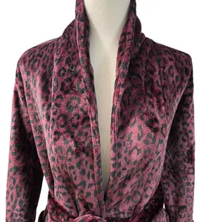 Natori Private Luxuries Leopard Animal Print Ultra Soft Fleece Long Robe M thumbnail 4