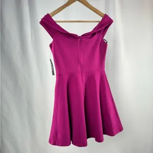 NWT Lulus Season of Fun Off-the-Shoulder Skater Dress in Magenta Size Small‎ thumbnail 7