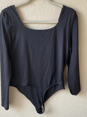 And Now This Black Square Neck Long Sleeve Bodysuit Size XL Practically New thumbnail 3