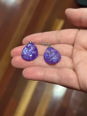 Purple handmade resin earrings thumbnail 3