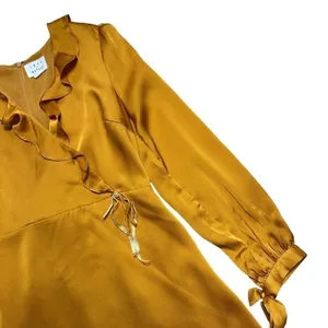 Lost + Wander Golden Yellow Dawn Satin Mini Dress Womens US S thumbnail 4