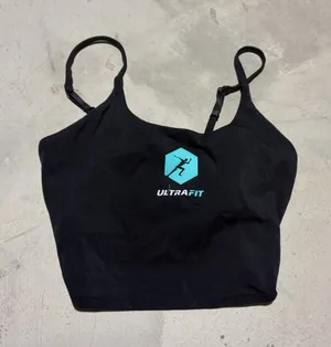LSKD UltraFit Black Sports Crop Top LIFETIME fitness coach built in bra medium thumbnail 1