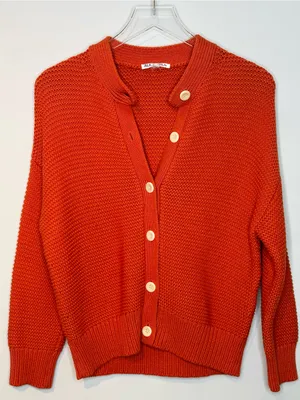 Alex Mill Nico Orange Paprika Button Up Cardigan Sweater Top thumbnail 12
