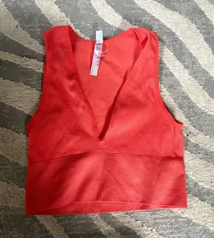 Urban outfitters out from under deep v neck ribbed cropped tank L thumbnail 1