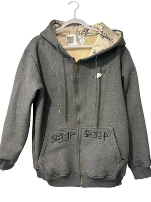 SLEEP SHEEP Plaine Hoodie Gray Sherpa Lined Full Zip Jacket M Streetwear Casual thumbnail 1