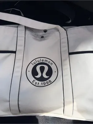 lululemon athletica White Tote with Black Logo and Trim thumbnail 1