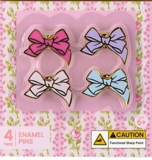 LoveShackFancy x Target - Yoobi 4pk Enamel Pins Bows Brand New thumbnail 1