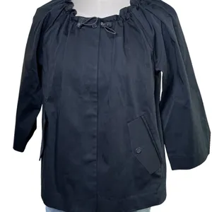 Quiet Luxury Minimalist Cropped Jacket Black Theory Snap‎ Front Chic Modern S thumbnail 1