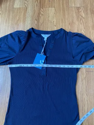 Market & spruce media poplin knit Henley top thumbnail 10