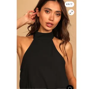 Lulus Black Moment for Life Halter Jumpsuit Wide Leg Size XS Minimalist Cocktail thumbnail 2
