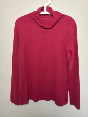 Nordstrom 100% Cashmere Mock Neck Sweater Red Burgundy thumbnail 1