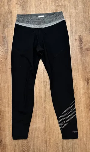 Marmot | Women's Black‎ Gray Athletic Workout Capri Cropped Leggings, Size L thumbnail 1