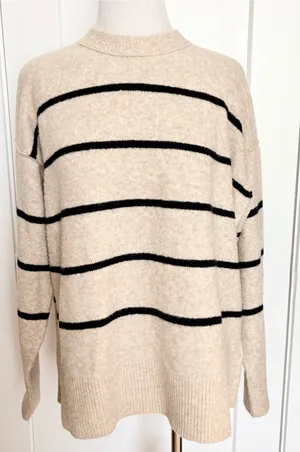 aerie Ribbed Cream Knit Sweater NWT XS thumbnail 1