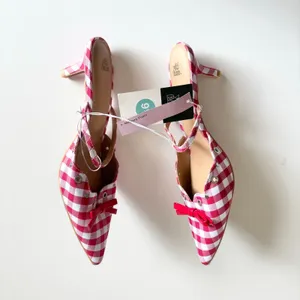 Wild Fable Lysandra Gingham Eyelet Kitten Heels Women’s 9.5 Red & White NWT thumbnail 5