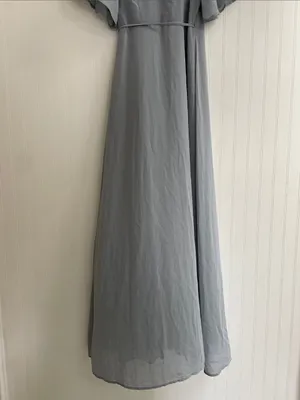 BALTIC BORN Flutter Sleeve Maxi Wrap Dress in Dusty Blue Gray Size S thumbnail 7