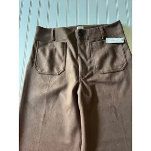 Maeve Anthropologie The Colette Fall Brown Faux Suede Wide Leg Pants 32 NEW thumbnail 4