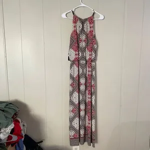 Suite 7 Maxi Dress 14P Petite Red Black Geometric Print NWT Sleeveless Summer Dr thumbnail 2