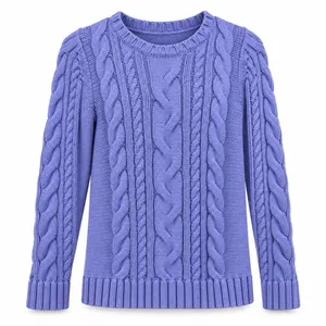 LL Bean Periwinkle Double L Mixed Cable Crew Neck Pullover Cotton Sweater XS Blue thumbnail 11