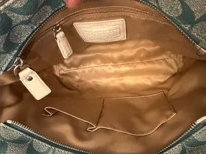Coach Chelsea Teal and Cream Signature Stripe Tote. thumbnail 6