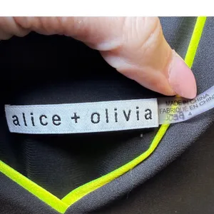 Alice + Olivia Black Neon Yellow‎ Piping V-Neck Sleeveless Jumpsuit Size 4 thumbnail 3