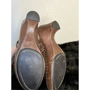 Frye Charlotte Ring Harness 70770 Brown Leather Heeled Mule Clogs Women's Sz 11 thumbnail 4