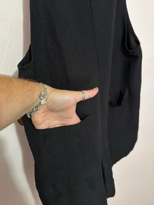 Black Mini Pinafore Dress with Wide Straps Size M thumbnail 2