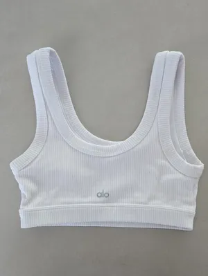 Alo Black Ribbed Wellness Slort Bra Size S thumbnail 7