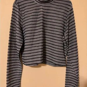 Wild Fable Gray and Black Striped Top thumbnail 1