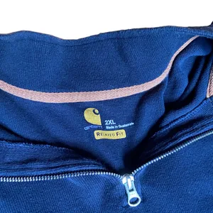Navy Blue quarter zip pullover knit sweatshirt 🔥 thumbnail 2