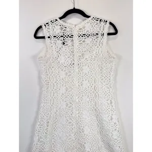 NEW English Factory Mini Dress White Chanall Floral Crochet Overlay A Line Small thumbnail 9