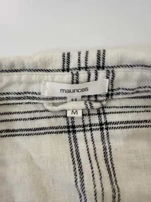 Maurices Cabin Plaid Boyfriend Button Down Shirt White Black Oversized thumbnail 7