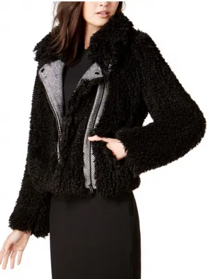 Bar III Black faux fur jacket thumbnail 4