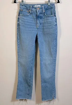 Madewell The Curvy Perfect Vintage Raw Hem Distressed Jean Women Blue 23T Tall thumbnail 1