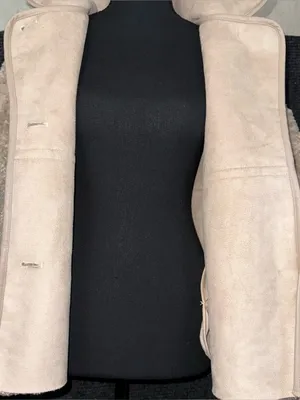 a.n.a. A New Approach NWT Faux Fur Shearling Midweight Coat Womens S Latte Beige thumbnail 6