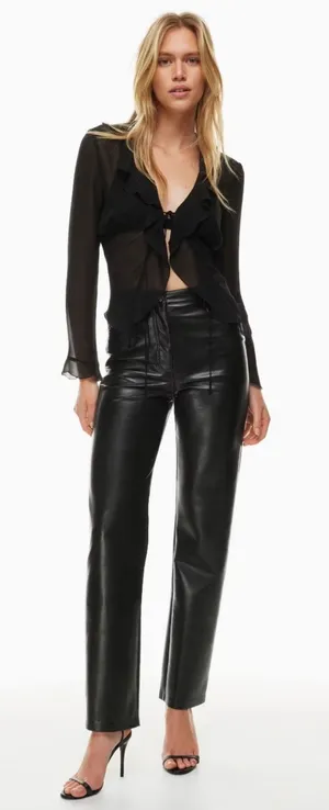 Aritzia Wilfred The Melina Pants‎ High Waisted Vegan Leather Black Size 12 thumbnail 1