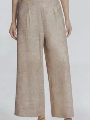 Ella Moss Kaki Color Linen Blend Wide Leg Pants M EUC Beach Vacation Travel Boho thumbnail 3