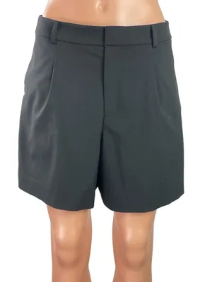 Uniqlo Smart Women's Black Pleated High Waisted Bermuda Chino Shorts Size M thumbnail 1