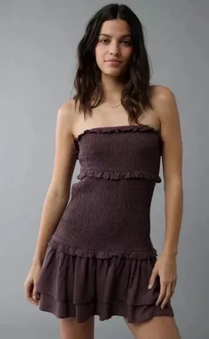 American Eagle Smocked Ruffle Mini Dress W2308 Sz M thumbnail 1
