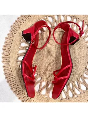 Zara Red Faux Leather Red Strappy Heeled Sandals Size 36 thumbnail 3