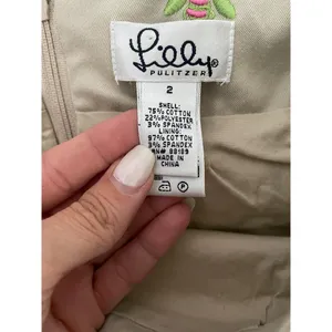 Lilly Pulitzer Vintage Scallop Bumble Bee Embroidered Skirt Tan Green Pink Sz 2 thumbnail 5