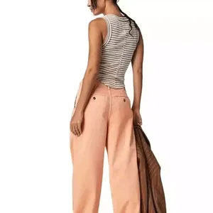 Free People Addy Wide Leg Chino Pants Pastel Light Orange Size 4 NWOT thumbnail 13