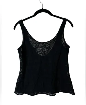 Black Sheer Mesh Lace Tank Top WhimsiGoth Dark Fairy Grunge Small thumbnail 1