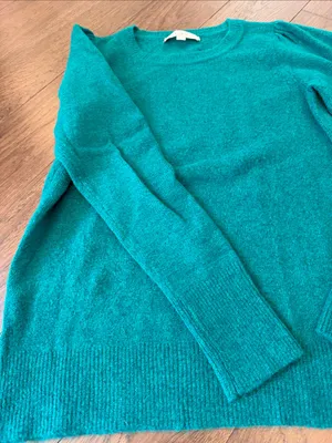 LOFT Green Crewneck Puff Sleeve Sweater Size Small - C54-146 thumbnail 4