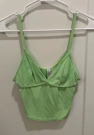 Urban Outfitters Light Green Ribbed Bralette Tank thumbnail 1