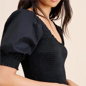 Hill House The Nap Louisa Black Puff Sleeve Smocked Waist Tiered Midi Dress‎ thumbnail 3