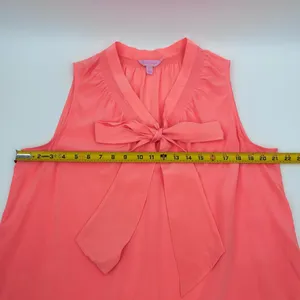 Lily Pulitzer Coral Sleeveless Bow Tie Blouse 100% silk thumbnail 9