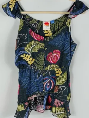 Farm Rio x Anthropologie Tropical Themed Button Down Tank New Wout tag 🏷️ thumbnail 1