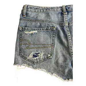 American Eagle Denim Shorts Women Size 8 Blue Distressed Button Fly Y2K Cutoff thumbnail 5