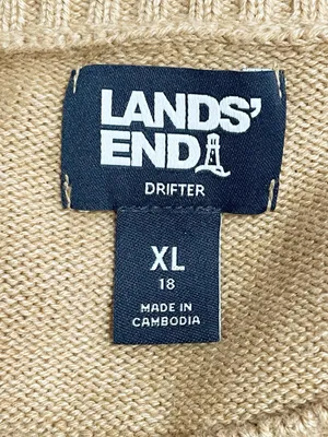Lands’ End Drifter Sweater Sz XL 18 Tan Cotton Oversized Crewneck Coastal thumbnail 6