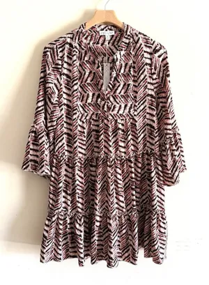 She + Sky Dress Tiered Chiffon Long Sleeved Ruffled Medium Boho‎ Western NWT thumbnail 1
